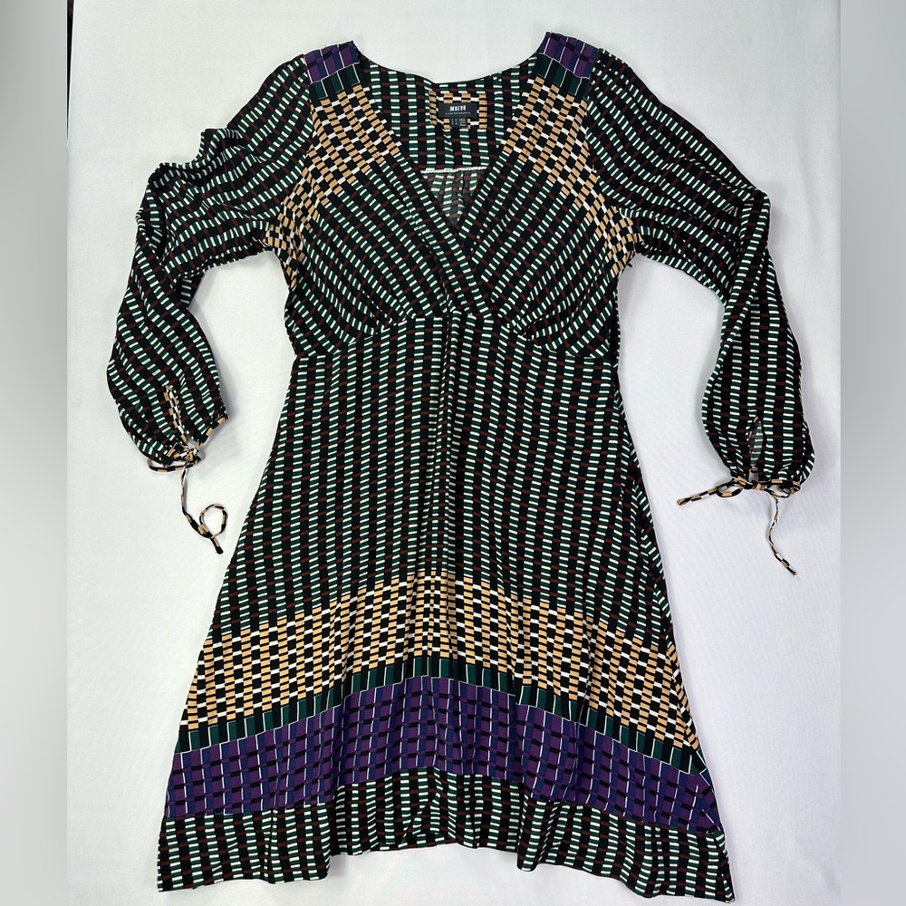 Anthropologie Black and Purple Geometric Dress